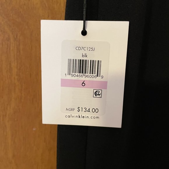 NWT Calvin Klein Little Black Dress Sheath Ruffle Sleeveless Size 6 NEW - Picture 8 of 9
